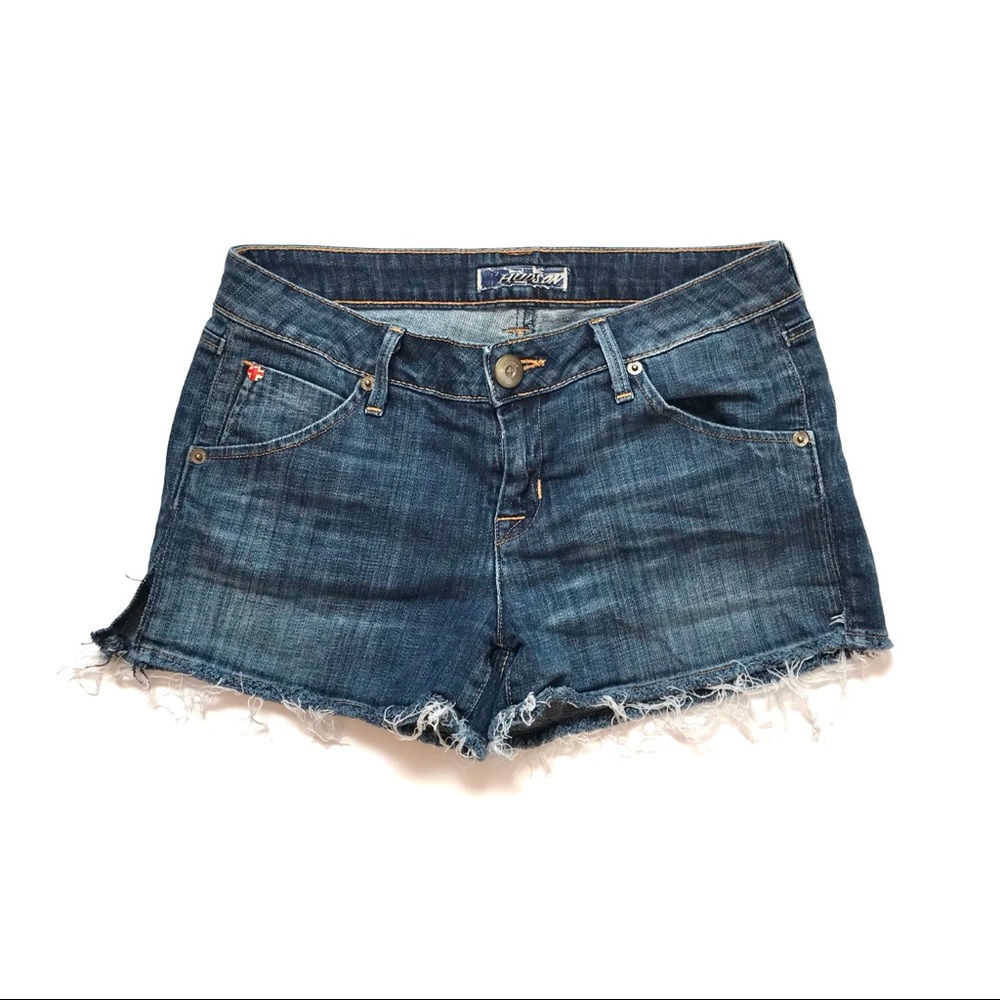Hudson Distressed Low Rise Denim Jean Shorts 28